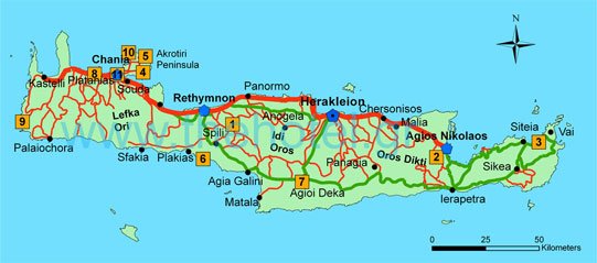 Map of Monasteries and Churches in Crete