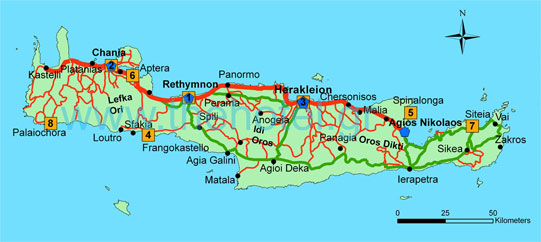 Map of Venetian and Turkish Castles in Crete