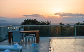 Athena Villas, Tersanas, pool-sunset