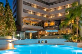 Galaxy Hotel, Heraklion Town, swimming pool night 3b