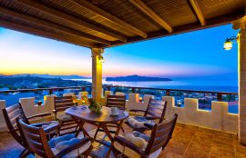 Thodorou Sunset Villa, Stalos, veranda-at-night-11