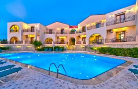 Pegasos Maisonettes, Almyrída, pool at night 1a