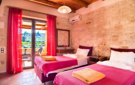 Traditional Stone Villas, Kalyves, Twin bedroom