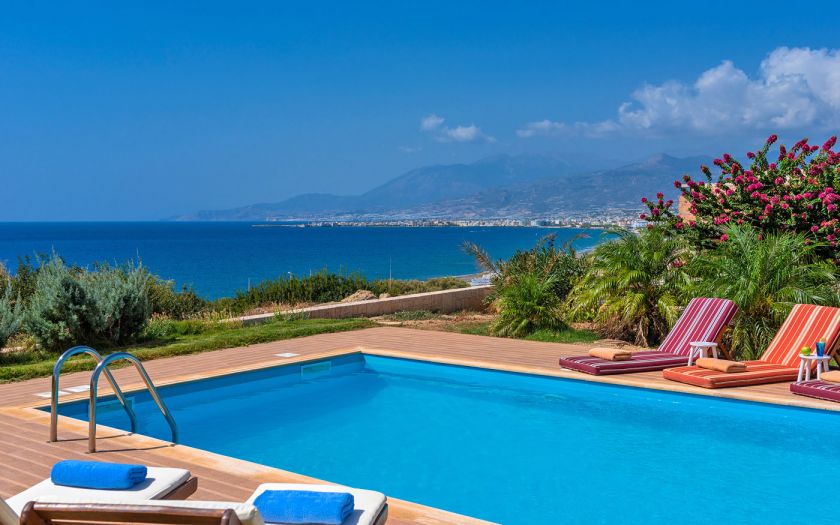 Villa by the Sea, Ierapetra, Pool area with sea view