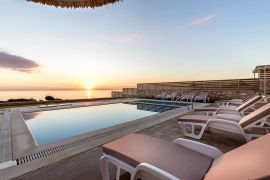 Blue Horizon Villas Triopetra, Triopetra, middle villa pool at sunset