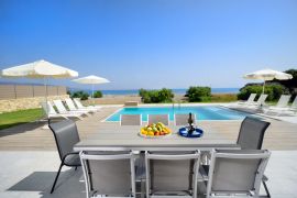Beachfront Villa Tavronitis, Ταυρωνίτης, Villa East outdoor dining area 1 a