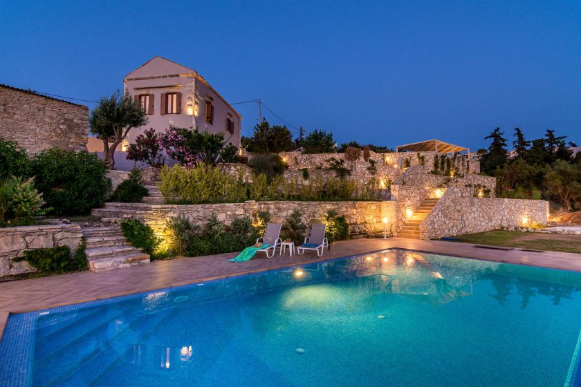 Villa Olga, Αλμυρίδα, private pool night 3